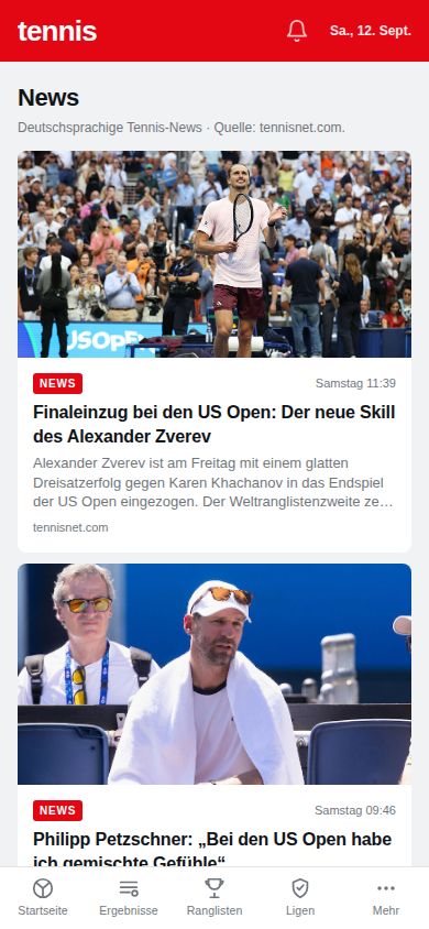 Werbefreie Tennis-News mit echten Bildern